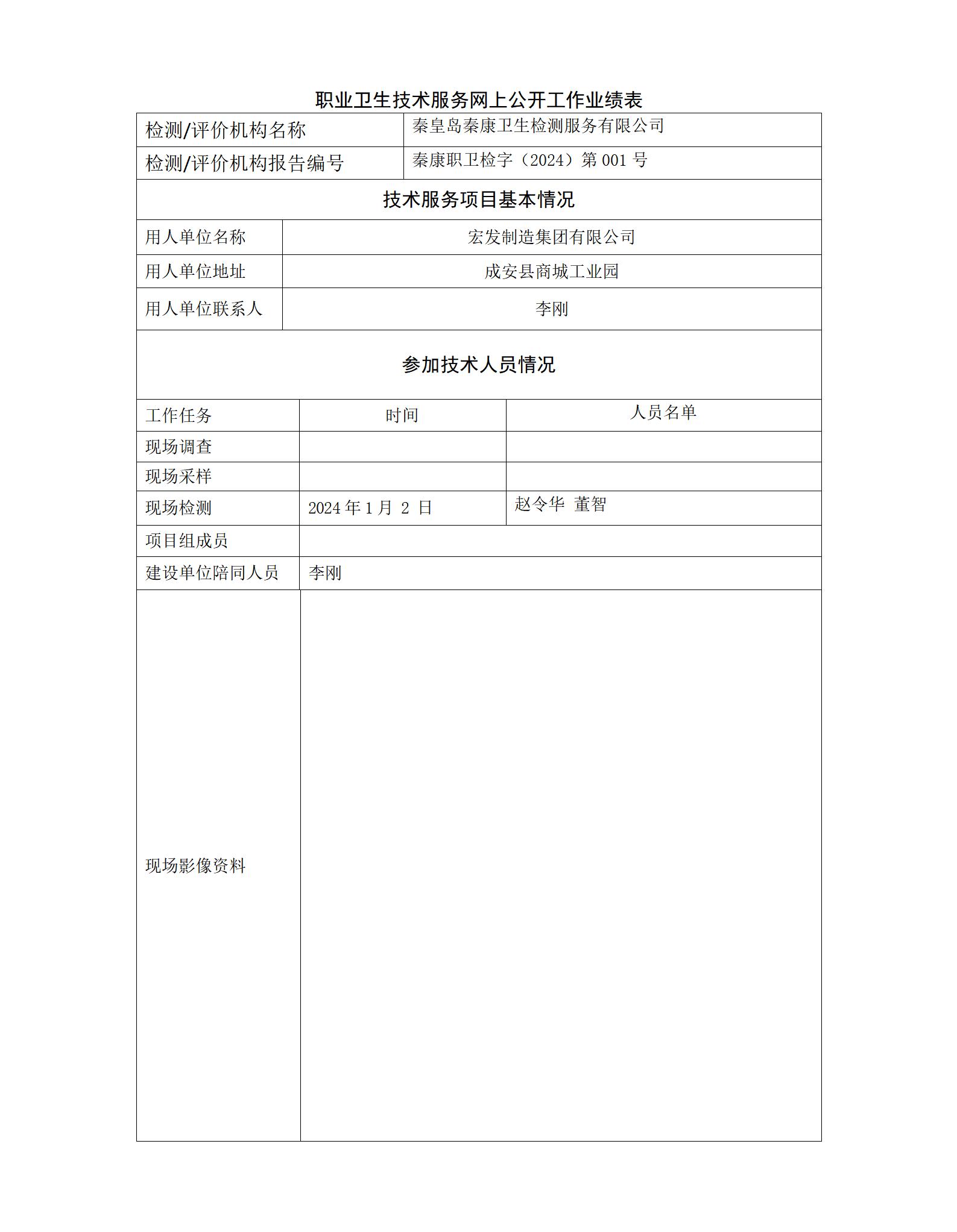 2024年宏发制造集团有限公司职业卫生放射工作场所检测001